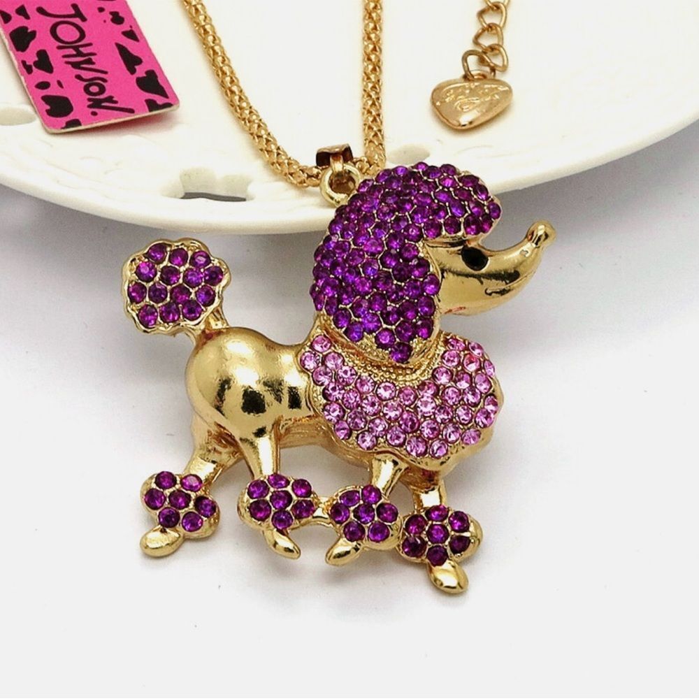 💜 Betsey Johnson Glamorous Purple and Gold Poodle Pendant Necklace 💜